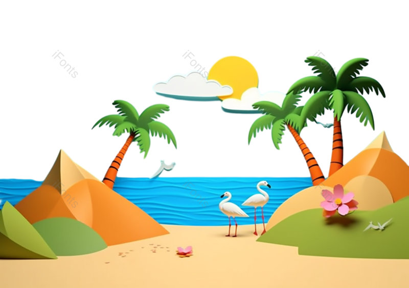 天空图片,海洋元素,动物PNG,海滩免抠素材